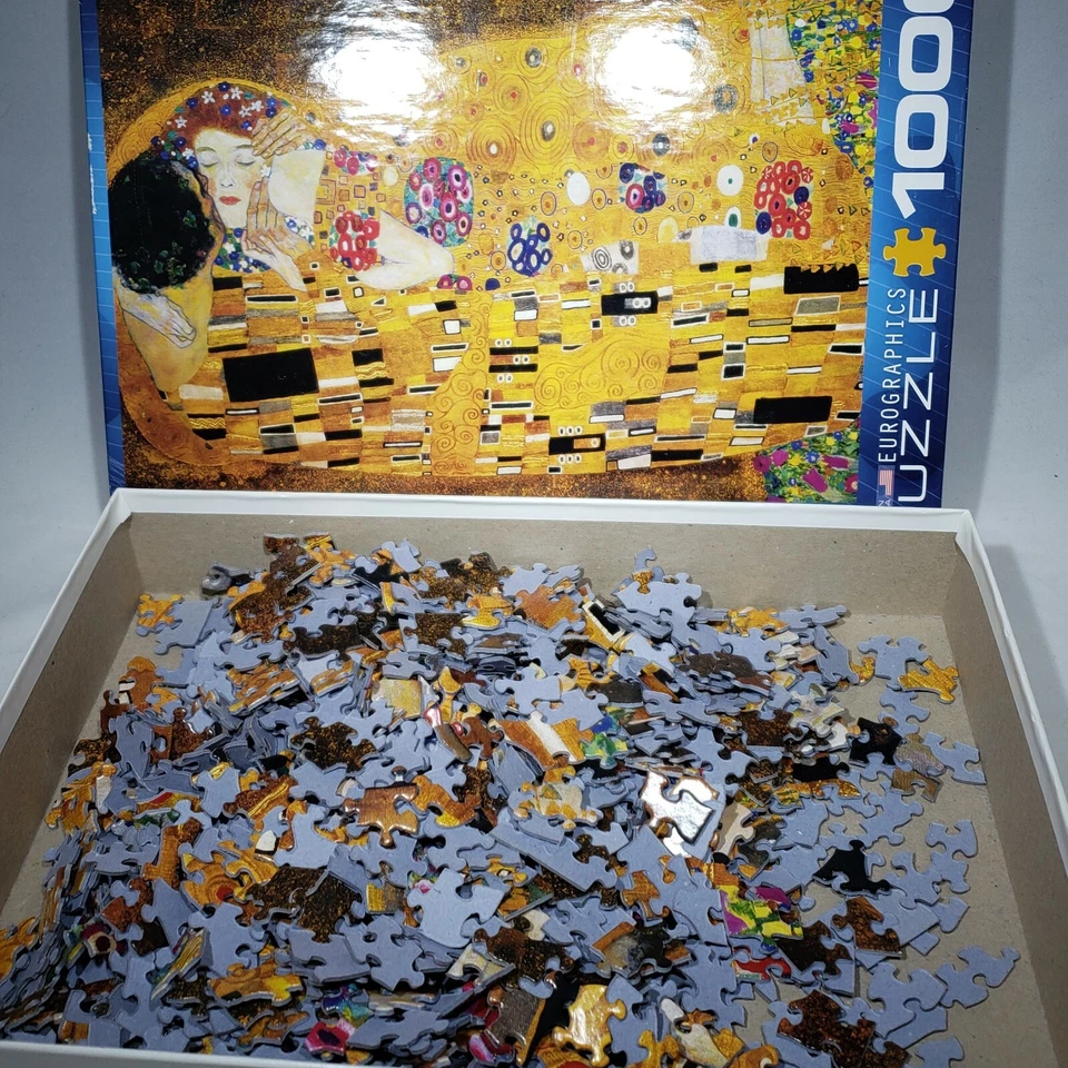 Gustav Klimt The Kiss 1000 件拼图欧洲图形二手状况完好 — 第 4/4 张图片
