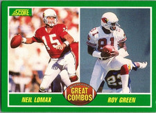 1989 Score Football Neil Lomax Roy Green Cardinals Bombers Great Combos Card 280