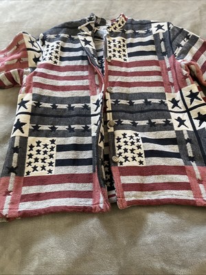 Drapers & Damons Women's Jacket Stars And Stripes Sz XL-XXL American Flag Print