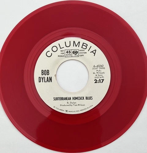 BOB DYLAN "Subterranean Homesick Blues" 45 Columbia PROMO Red Wax VG++ HEAR