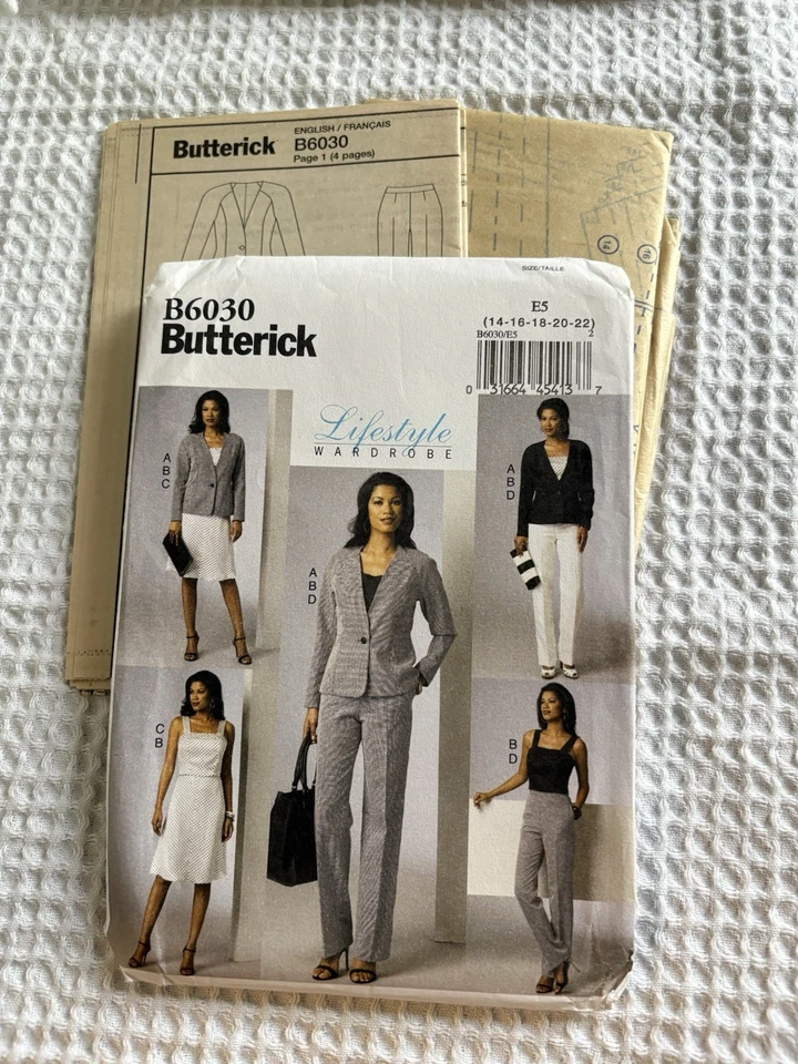 Butterick B6030 Size 14-22 Jacket Skirt Camisole Pants Wardrobe Pattern UNC - Image 3 of 3