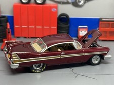 1957 57 Plymouth Fury Pro Street Drag Car With Slicks Maroon 164 Scale