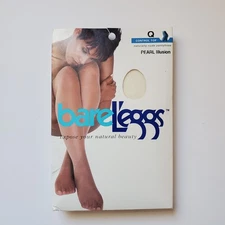 Vintage 1999 Bare L’eggs Pantyhose Size Q Pearl Illusion Control Top Queen *