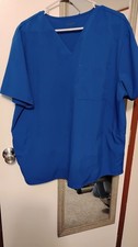 Electric Blue Scrub Star Scrub Top Size XL Side Pockets