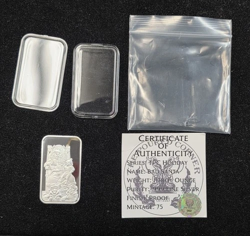 Bad Santa Pit Bullion The Poured Corner 1 oz .999 Proof Silver Bar