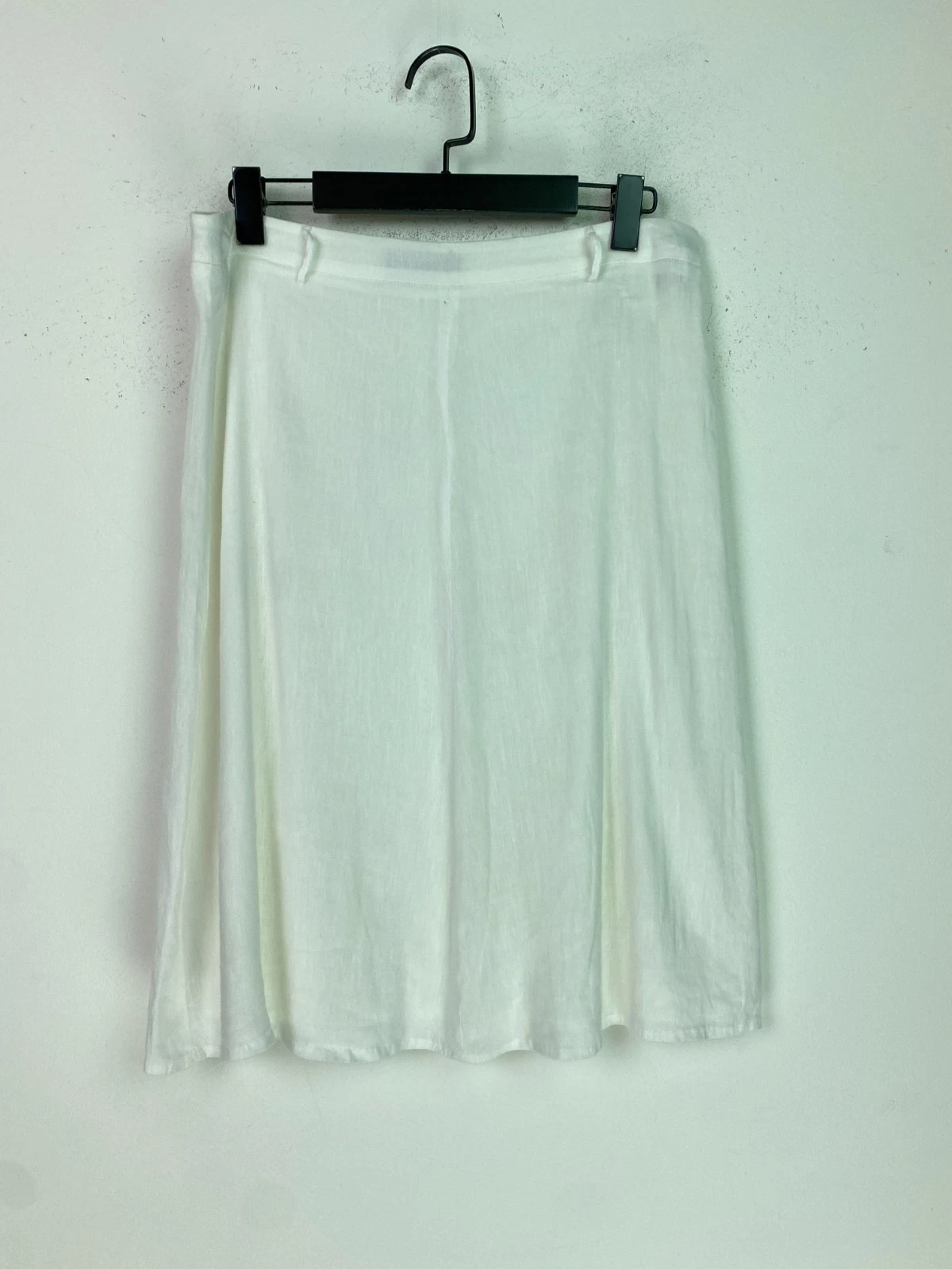 Piazza Sempione White Plain Linen Blend A Line Midi Skirt UK 12 IT 44