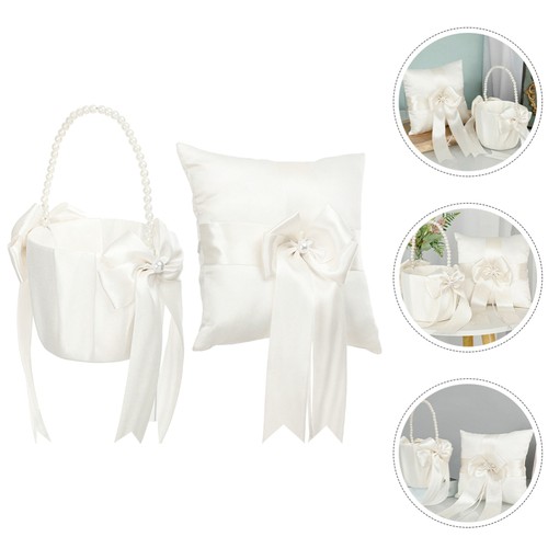Flower Girl Basket Ring Pillow Set Bride Unique Wedding Favors for Ceremony - Picture 9 of 12
