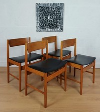 Set of 4 Mid Century White and Newton Dining Chairs, Black Vinyl,Delivery Avail.