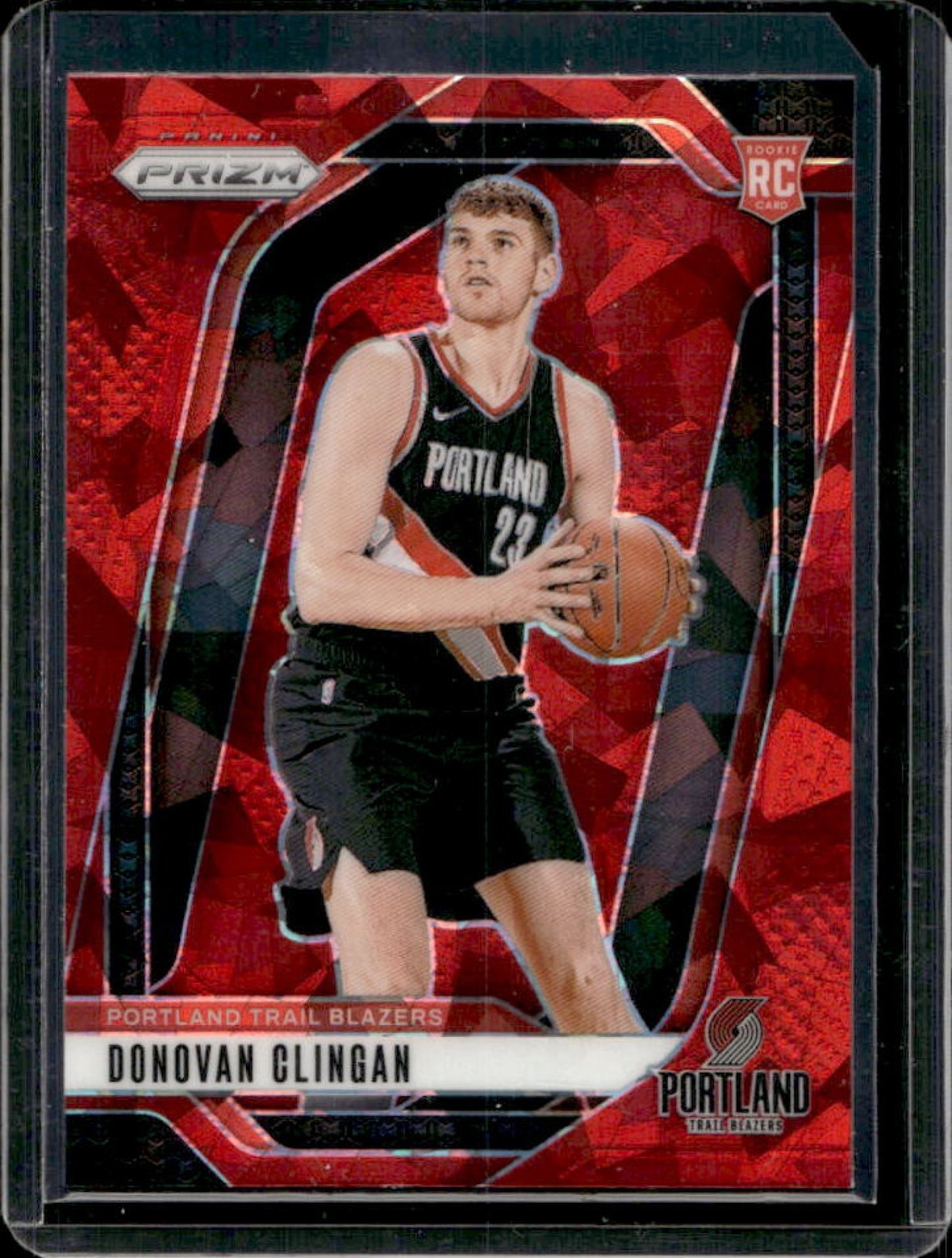 2024-25 Prizm Donovan Clingan RC Red Ice Rookie #221 Trail Blazers
