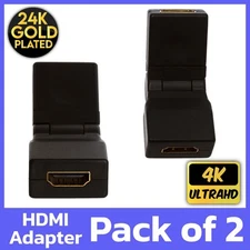 2 Pack HDMI Swivel Coupler Up Down Adjustable Angle Adapter HDMI Cable Extender