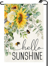 Summer Hello Sunshine Sunflower Garden Flag 12X18 Inch Vertical Double Sided Sea