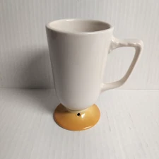 Homer Laughlin MCM Pedestal Irish Coffee Mug Bone China White/Gold Hole in Base