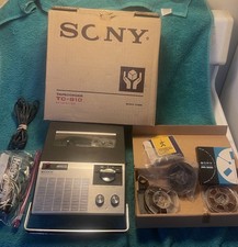 Vintage Sony TC-910 Sony-Matic Portable Tape Recorder w/ Box Mic Case Works