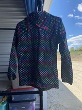 The North Face Kids Rain Jacket Polka Dot Black Pink Blue Green Size L 14/16
