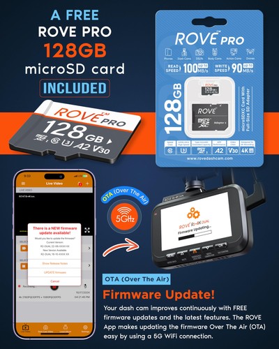 R2-4K DUAL Dash Cam Anteriore e Posteriore, Sensore STARVIS 2, Scheda 128GB Omaggio Inclusa... - Foto 8 di 9