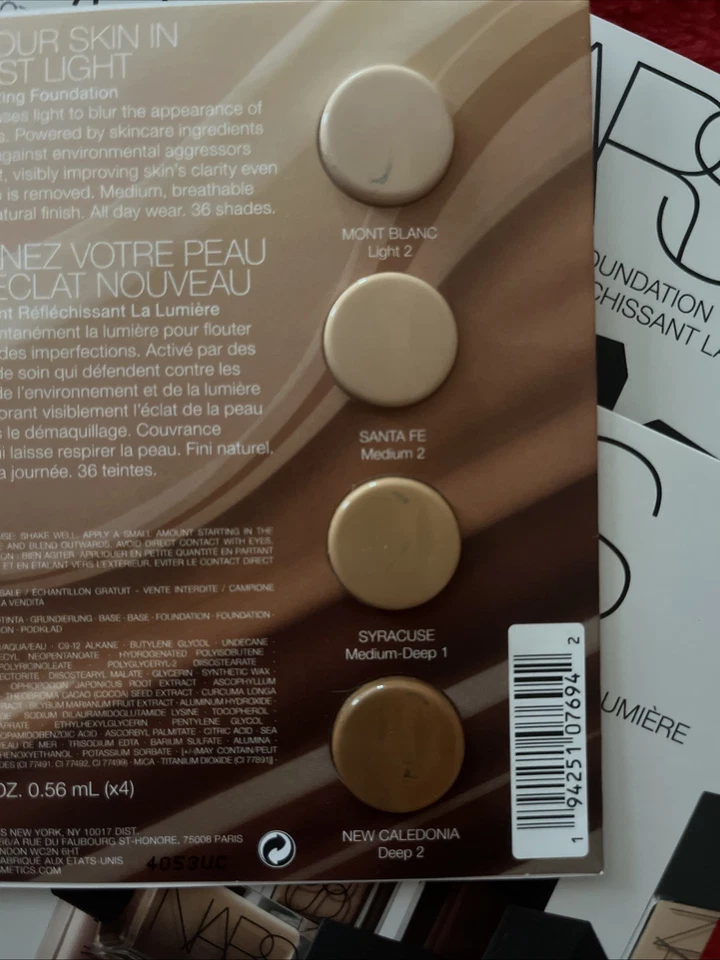 🔥25 Per Box NARS LIGHT REFLECTING FOUNDATION 4-Shades Single Use Sampler Cards - Image 4 of 4