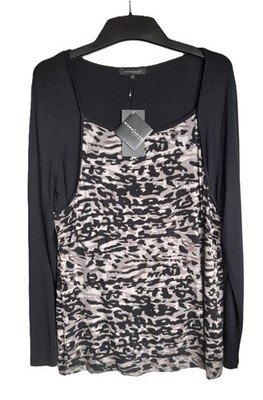 Marc Adam Bluse Tunika Shirt Langarm Viskose Gr. 44 schwarz gemustert NEU