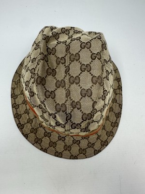 Vintage Gucci GG Logo Monogram Bucket Hat Canvas Designer Cap Head