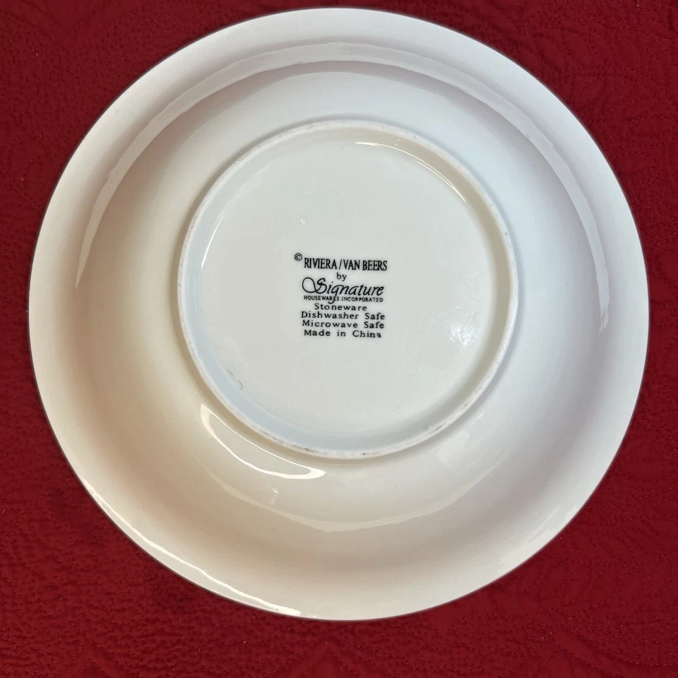Signature Housewares Riviera Van Beers 10” Embossed Vegetable Serving Bowl White - Image 4 of 4