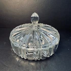 Vtg Anchor Hocking Old Cafe Pressed Glass Candy Dish with Lid Ribbed Sunburst