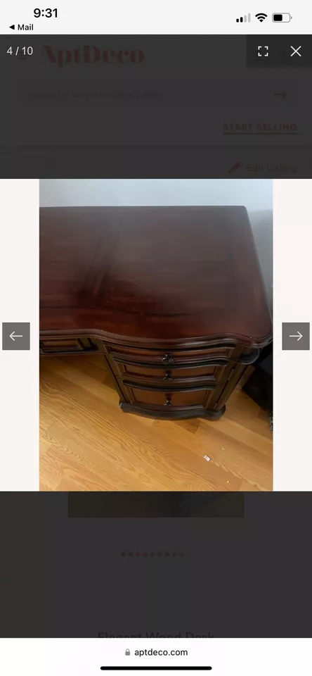 escritorio de oficina de madera con cajones Foto 4 de 4