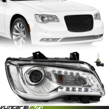 For 2015-2023 Chrysler 300 Chrome Halogen LED DRL Projector Headlight Passenger