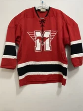 Vtg K1 Sportswear Made In USA Mustangs Ice Hockey Jersey Medium Dean Young Blood