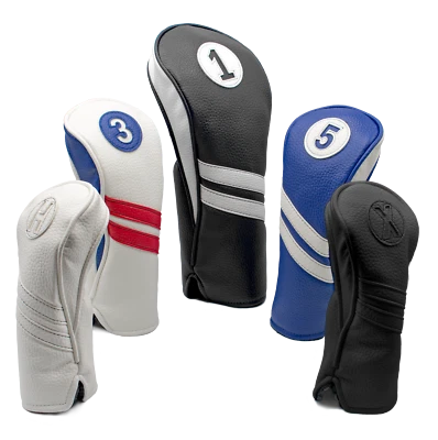 PROACTIVE SPORTS Vintage Golf Club Head Covers Driver, Fairway Woods, Hybrid 1,3,5,X Leather Look