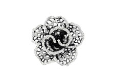 925 Sterling Silver Blacked Rose Flower CZ  E...
