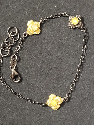 Natural Ethiopian Opal Flower Art 8 Inch 925 Sterling Silver  Bracelet 1832