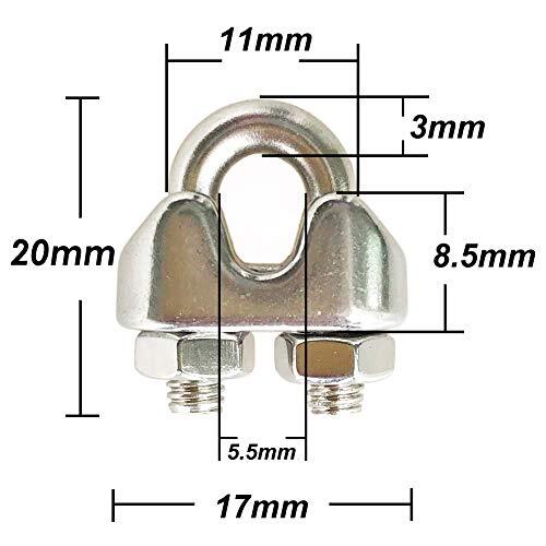 40 PCS 1/8 Inch Cable Clamps Stainless Steel Wire Cable Clamps M3 Wire Rope Clamps 1 8 Inch Wire Rope Cable Clip Clamp Heavy Duty U Bolt Saddle Clamp