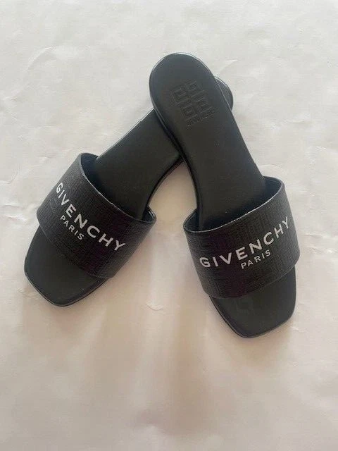 Givenchy — NEW Givenchy 4G Flat Logo BLACK Sandals size 37 NIB US Sz 6 6.5 MSRP $595