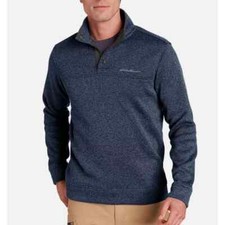 Eddie Bauer Men ' s radiator Fleece Quarter Snap Pullover Navy Heather Sze, M
