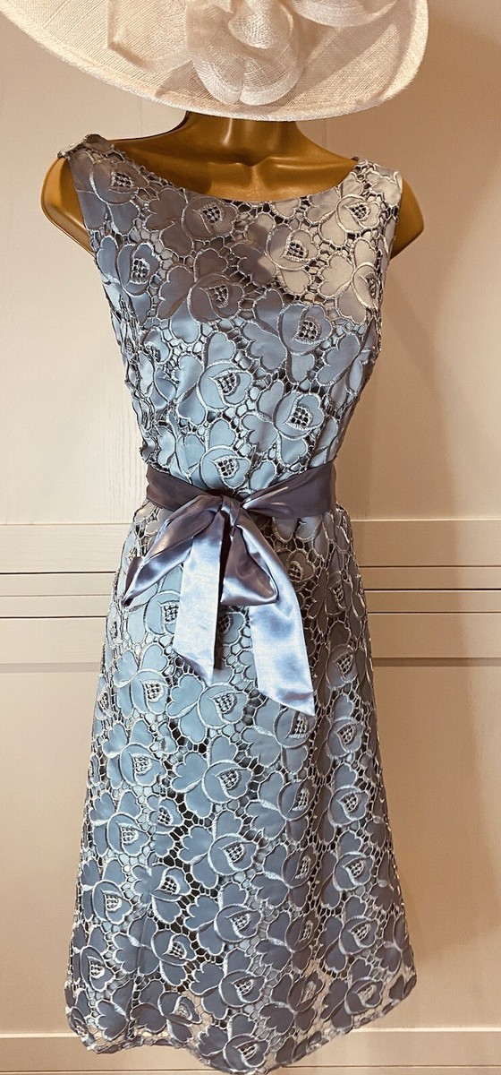 Phase Eight UK 16 Duck Egg Blue Cut work Lace Shift Short Sleeve