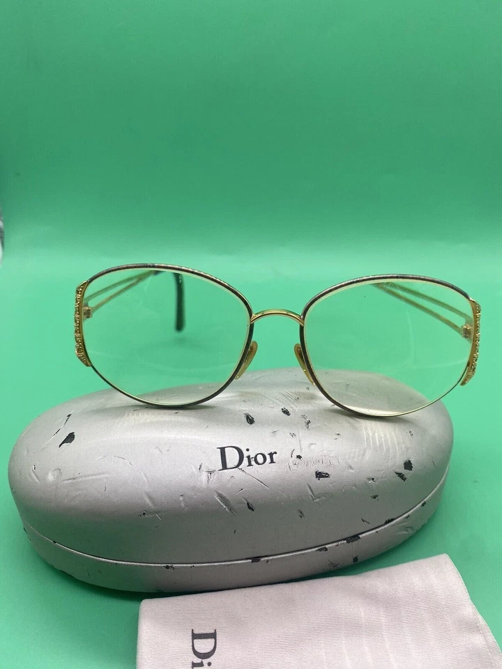 MARCO DE GAFAS DE METAL DORADO DE GRAN TAMAÑO VINTAGE CHRISTIAN DIOR 2881 48 57[]16 Foto 3 de 4
