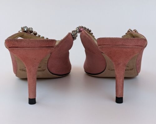 Jimmy Choo Bing Crystal Strap Suede Leather Mules Pink Size 36 EU | 3 UK | 6 US - Picture 6 of 16