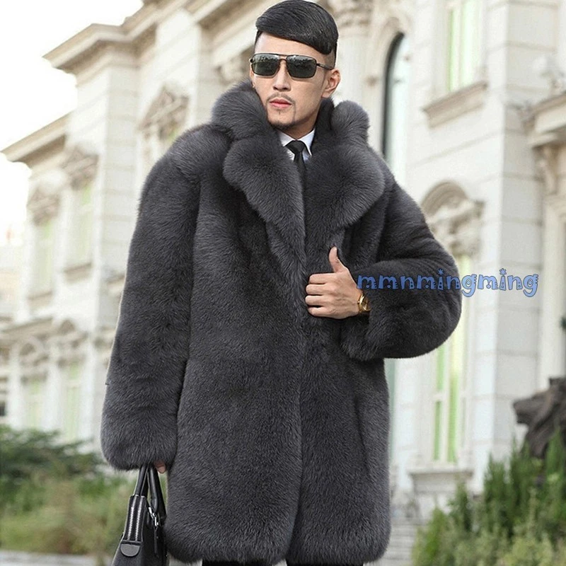 Men's dress coat top with fur collar
