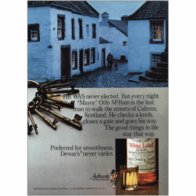 1982 Dewars: Mayor Orlo McBain Vintage Print Ad