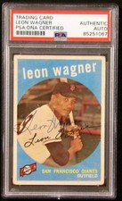 Leon Wagner San Francisco Giants Signed 1959 Topps Card #257 PSA Authenticated