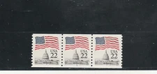 Scott  Coil # 2115 US Capitol Flag  Strip of 3  Plate # 3  M/NH O/G