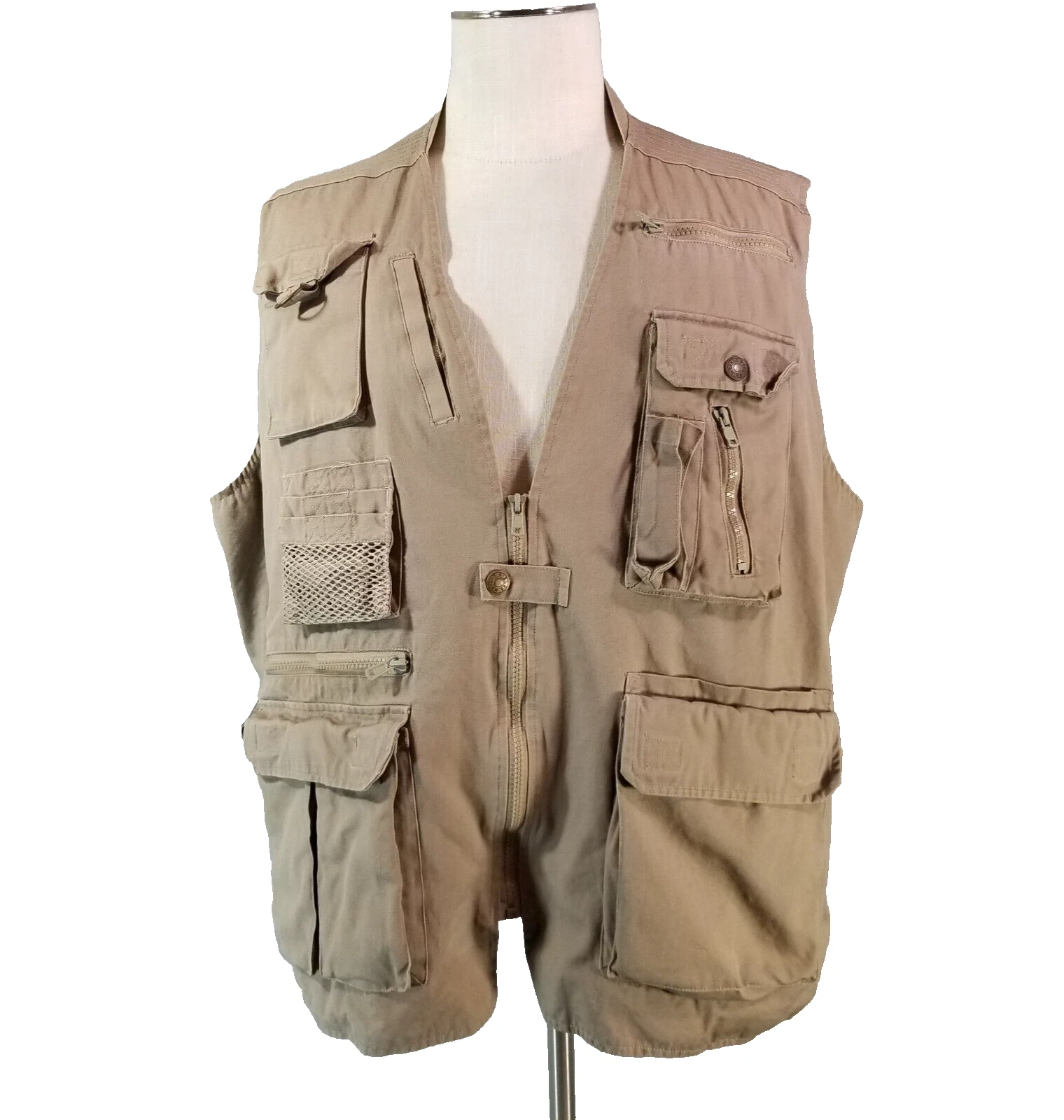 Field & Stream cargo vest men's XL extra large tan Outdoor fishing photography