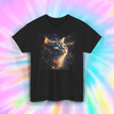Galaxy Cat Shirt Cosmic Space Kitty Head Art Astronaut Cat Lover Tee S-5XL