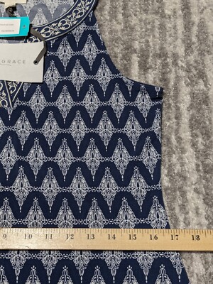 Magnolia Grace Alhambra Embroidered Trim Knit Dress Women Size M Blue  Stitch Fix