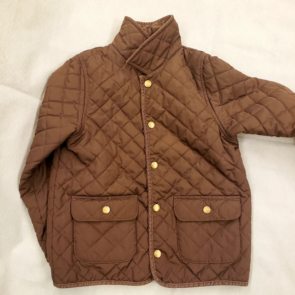 GYMBOREE QUILTED JACKET M 7-8 Brown SPRING/ FALL LIGHTWEIGHT lined - Image 2 of 4