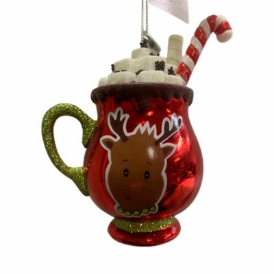 Kurt Adler Edelsteine Glitzernde Glas Kakaotasse Weihnachtsornament