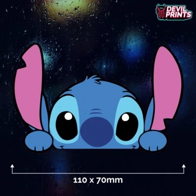 DEVILPRINTSUK Stitch Car Sticker Printed Colour Vinyl Decal Disney Bumper Window Lilo Laptop