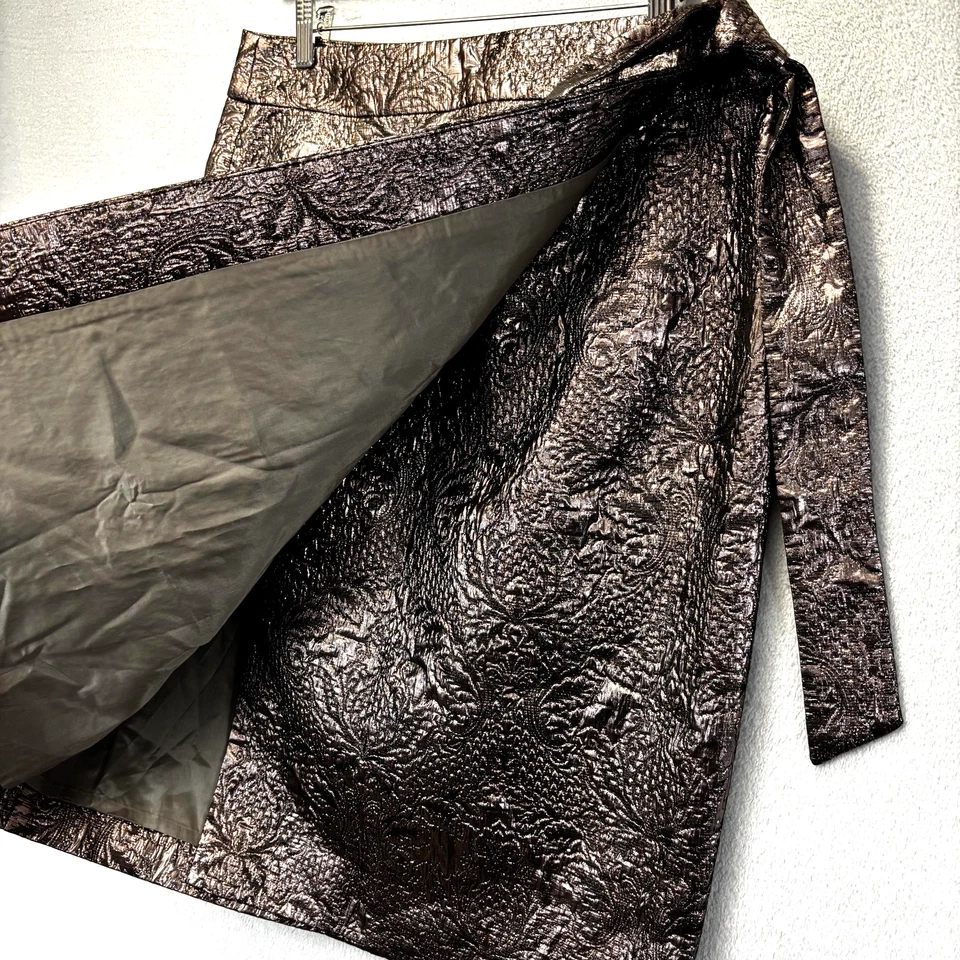 Falda envolvente metálica J Crew Collection para mujer 12 bronce cachemira midi vacaciones Foto 4 de 4