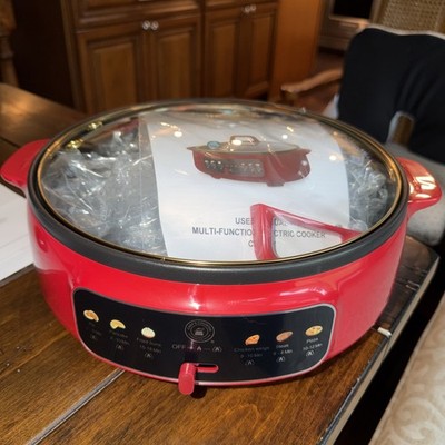 Multi-Function Electric Cooker 3L Red New In Box by Chef's Counter Steaks Pizza