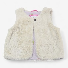 Boden Girls Faux Fur Gilet Ivory Lined Hook Eye Closure, 4-5 years