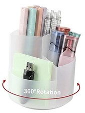 Desk Pencil Pen Holder, 3 Slots 360-Degree Spinning Pencil Pen Desk